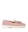 Santoni Womens Feudal Tassel-trim Suede Loafers Pale Pi In Pink