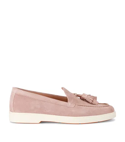 Santoni Suede Feudal Loafers In Pink