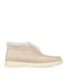 Santoni Chalk Suede Ankle Boots In Beige