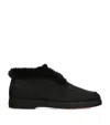 Santoni Fortune Shearling Suede Loafer Booties In Black