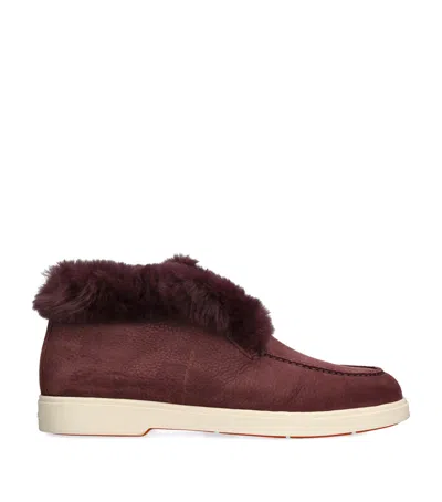 Santoni Suede Hadeel Ankle Boots In Brown