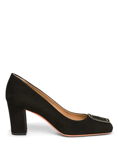 Santoni Suede High-heel Pump In Black