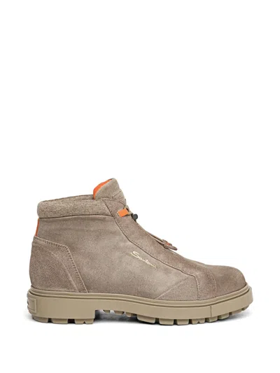 Santoni Hiking-boots Aus Wildleder In Brown