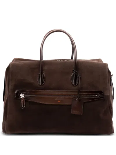 Santoni Suede Holdall In Brown