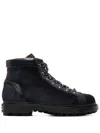 Santoni Suede Lace-up Boots In Blue