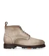 Santoni Suede Lace-up Colin Boots In Beige
