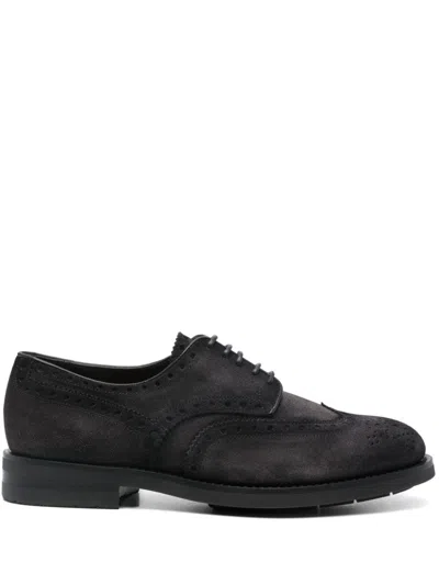 Santoni Suede Lace-up Shoes In Purple