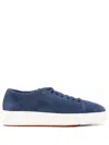 Santoni Suede Lace-up Sneakers In 蓝色