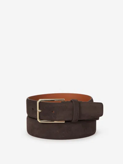 Santoni Suede Leather Belt In Brown