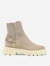 Santoni Beige Suede Ankle Boot In Neutral
