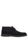 Santoni Suede Leather Desert Boot In Blue