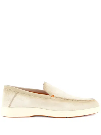 Santoni Suede Leather Loafers In Multi