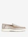 Santoni Suede Detroit Loafers In Sand