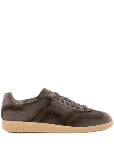 SANTONI SUEDE LEATHER SNEAKERS
