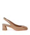 Santoni Suede Lemon Slingback Heels 50 In Beige