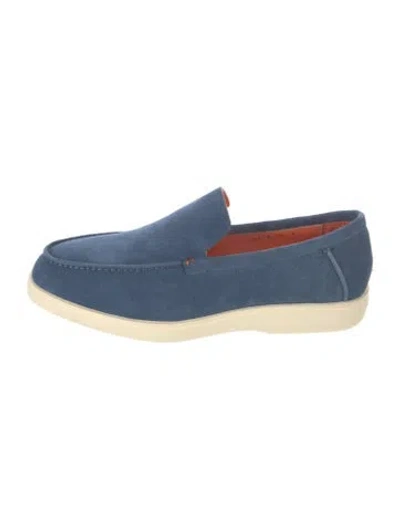 Pre-owned Santoni Suede Loafer Sneakers In Blue
