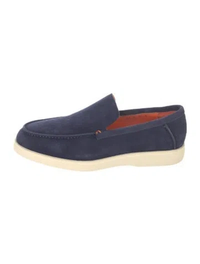 Pre-owned Santoni Suede Loafer Sneakers In Blue