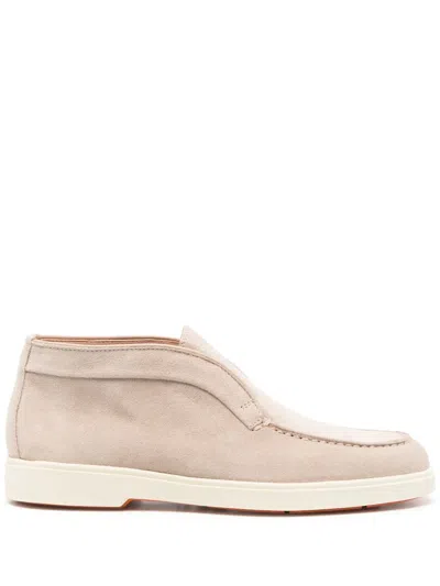 Santoni Suede Ankle Boot In Neutrals