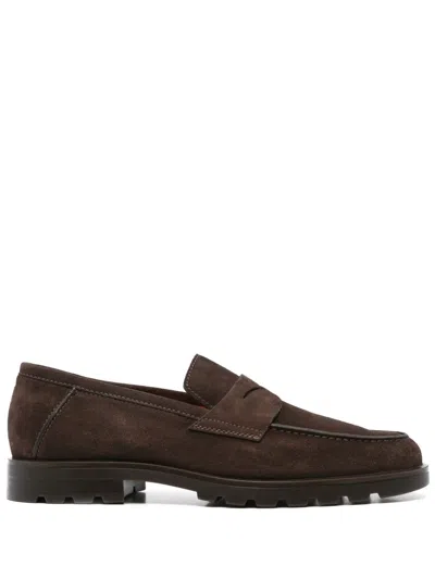 SANTONI SUEDE LOAFERS