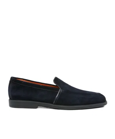 Santoni Suede Loafers In Black