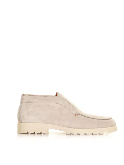 Santoni Suede Loafers In Beige