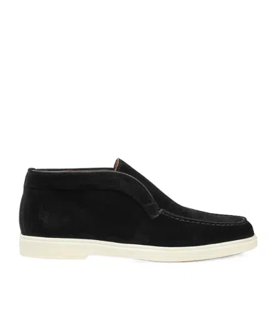 Santoni Suede Loafers In Black