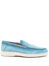 Santoni Men's Light Blue Suede Loafer In Blue