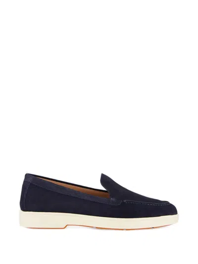 Santoni Suede Loafers In Blue