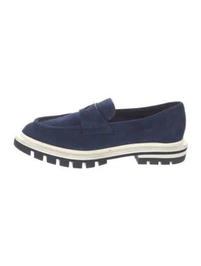Pre-owned Santoni Suede Loafers In Blue