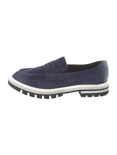 Pre-owned Santoni Suede Loafers In Blue