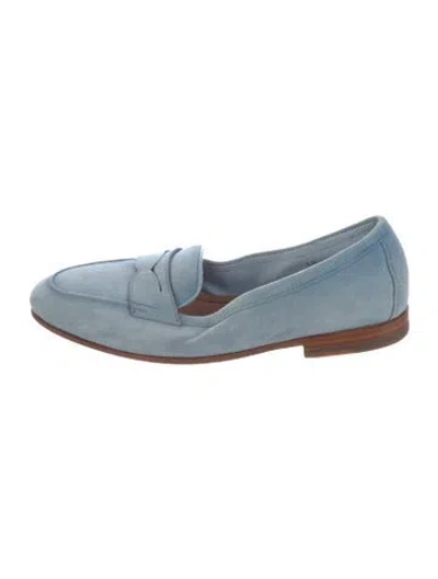 Pre-owned Santoni Suede Loafers In Blue