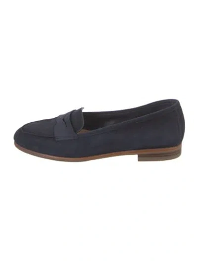 Pre-owned Santoni Suede Loafers In Blue