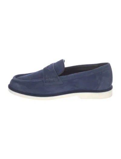 Pre-owned Santoni Suede Loafers In Blue