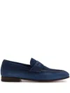 Santoni Carlos Penny Loafer In Blue
