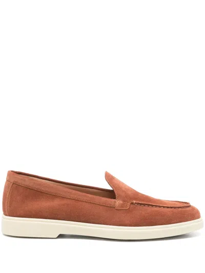 Santoni Suede Loafers In Brown