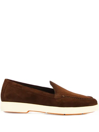Santoni Suede Loafers In Brown