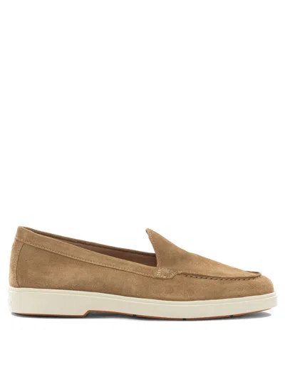 Santoni Suede Loafers In Brown