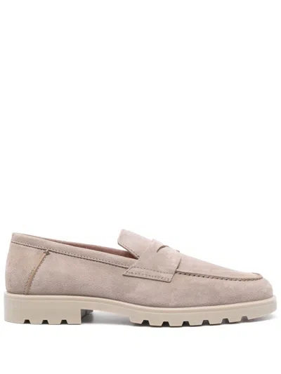 Santoni Suede Loafers In Brown