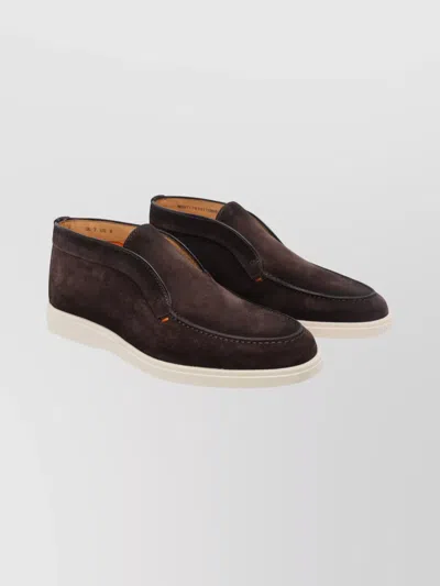 SANTONI SUEDE LOAFERS CONTRAST SOLE