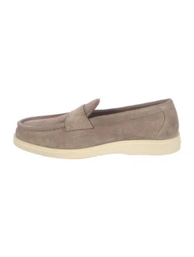 Pre-owned Santoni Suede Loafers In Gray