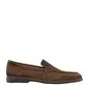 Santoni Suede Carlos Penny Loafers In Green