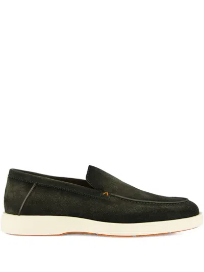 Santoni Suede Loafers In Green