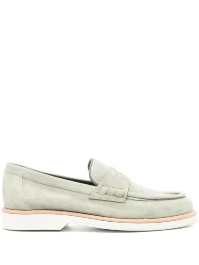 Santoni Suede Loafers In Green