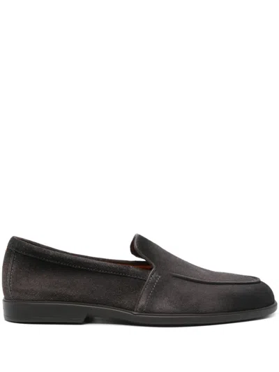 Santoni Suede Loafers In Gray