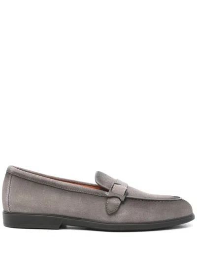 Santoni Suede Loafers In Gray