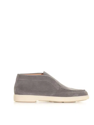 Santoni Suede Loafers In Grey