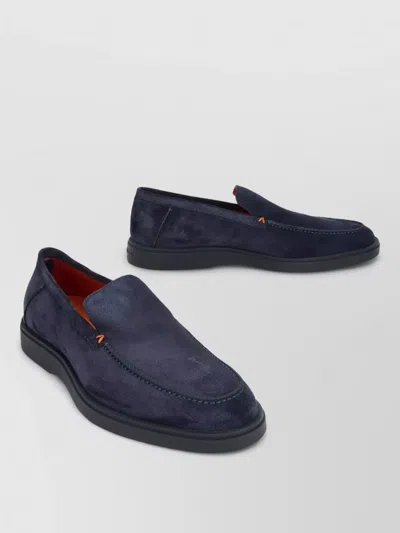 Santoni Suede Loafers Lightweight Sole Contrast Stitching In Multi
