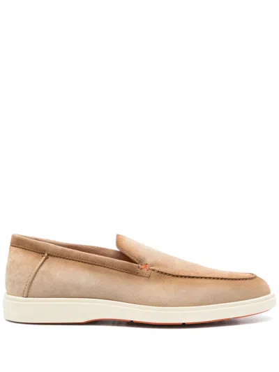 Santoni Suede Loafers In Brown