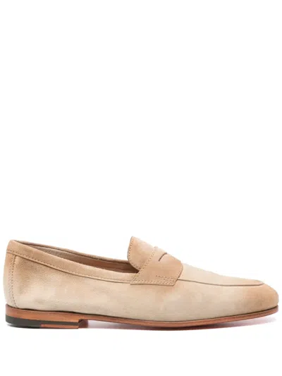 SANTONI SUEDE LOAFERS