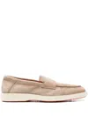 Santoni Suede Loafers In Neutrals